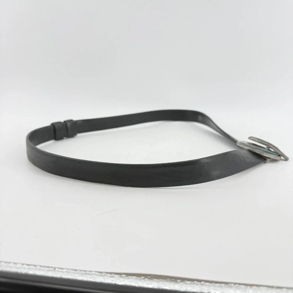 Chicos Enamel Buckle Belt Womens ML Black Leather Multi Color Artisan Vintage